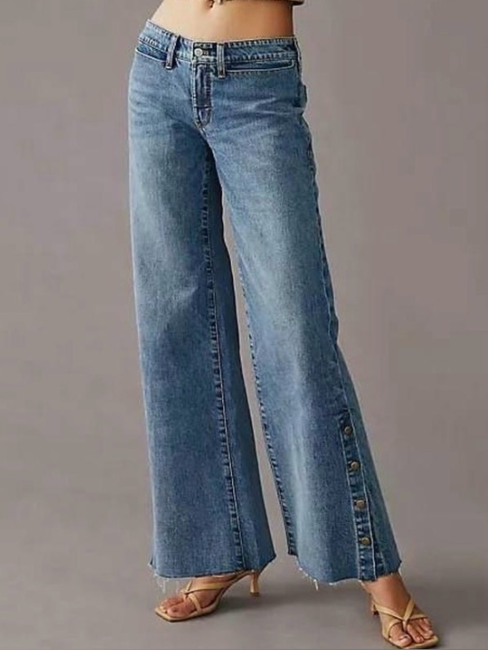 Pilcro Wide Leg Skater Jeans Side Snap Raw Hem Anthropologie Boho Size 29